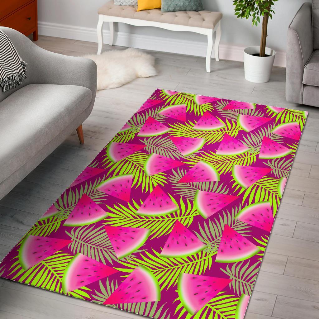 Purple Tropical Watermelon Pattern Print Area Rug Floor Decor
