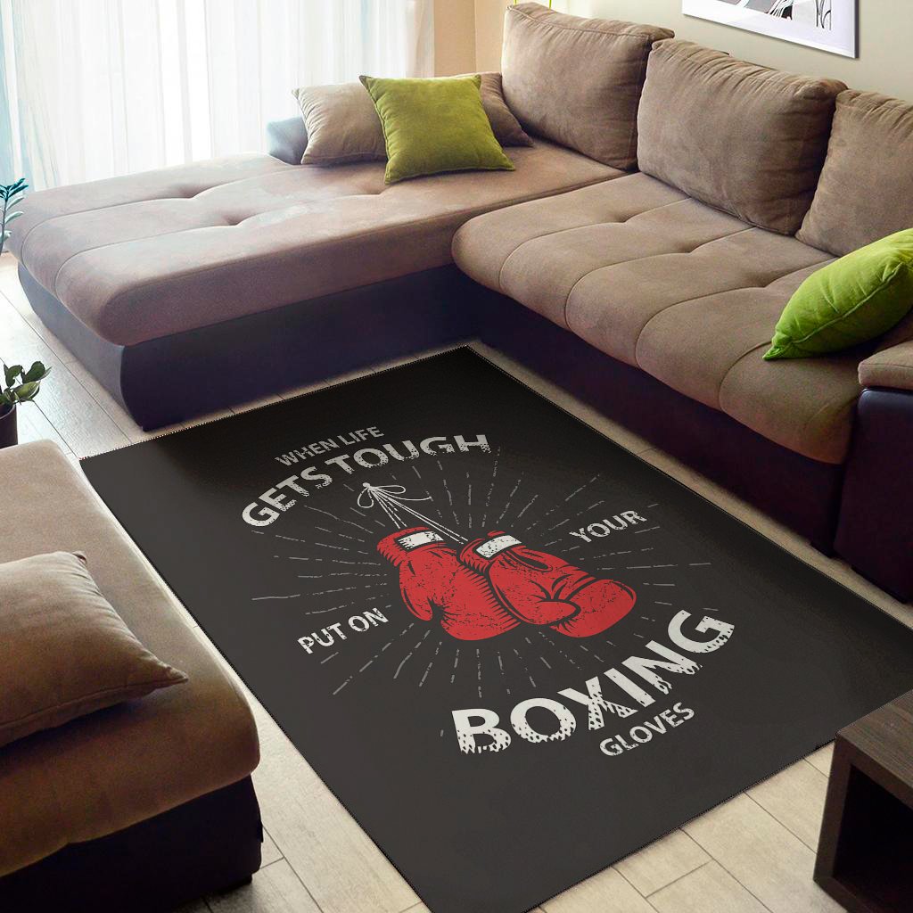 Put On Your Boxing Gloves Print Area Rug Floor Decor