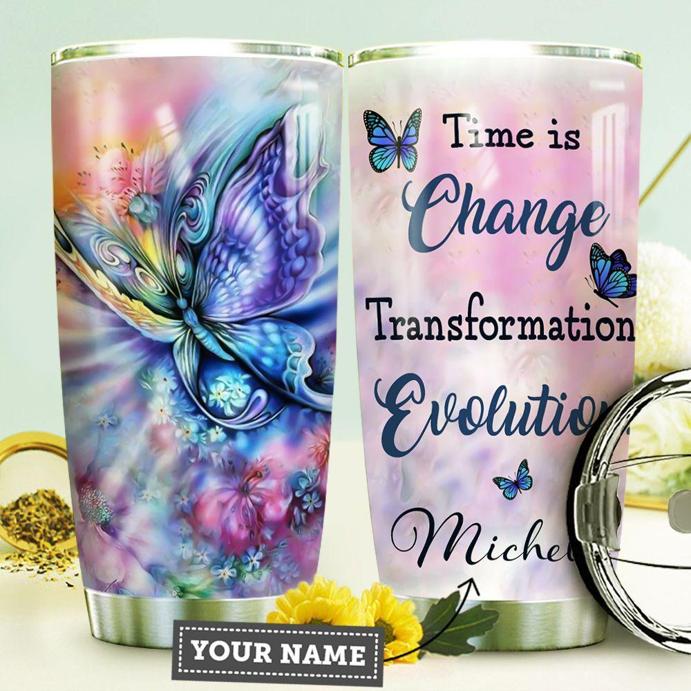 Rainbow Butterfly Personalized Stainless Steel Tumbler
