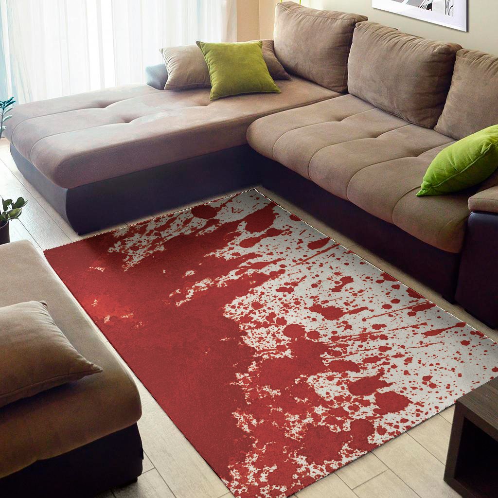 Red Blood Stains Print Area Rug Floor Decor