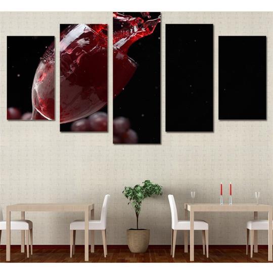Red Wine - Abstract 5 Panel Canvas Art Wall Decor