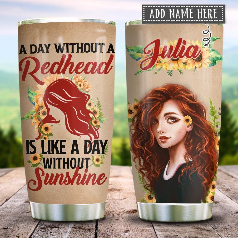 Redhead Sunshine Sunflower Personalized Stainless Steel Tumbler