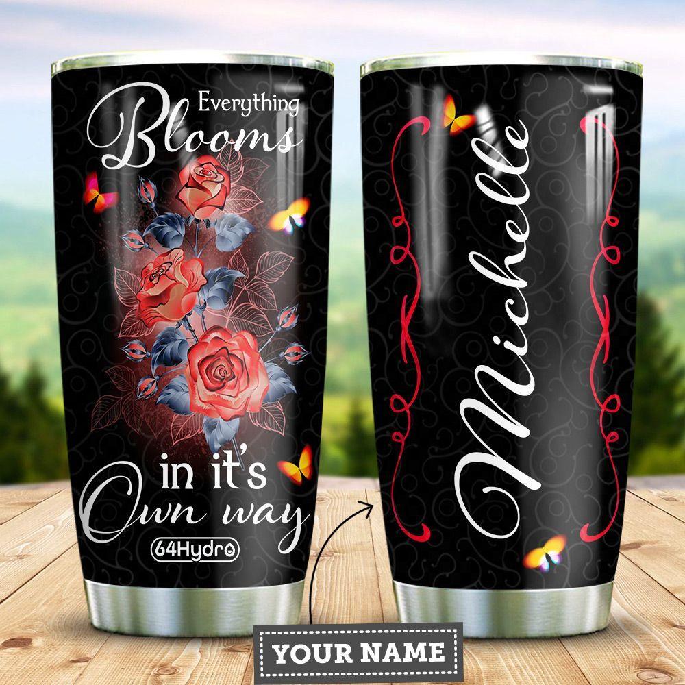 Rose Butterfly Personalized Stainless Steel Tumbler