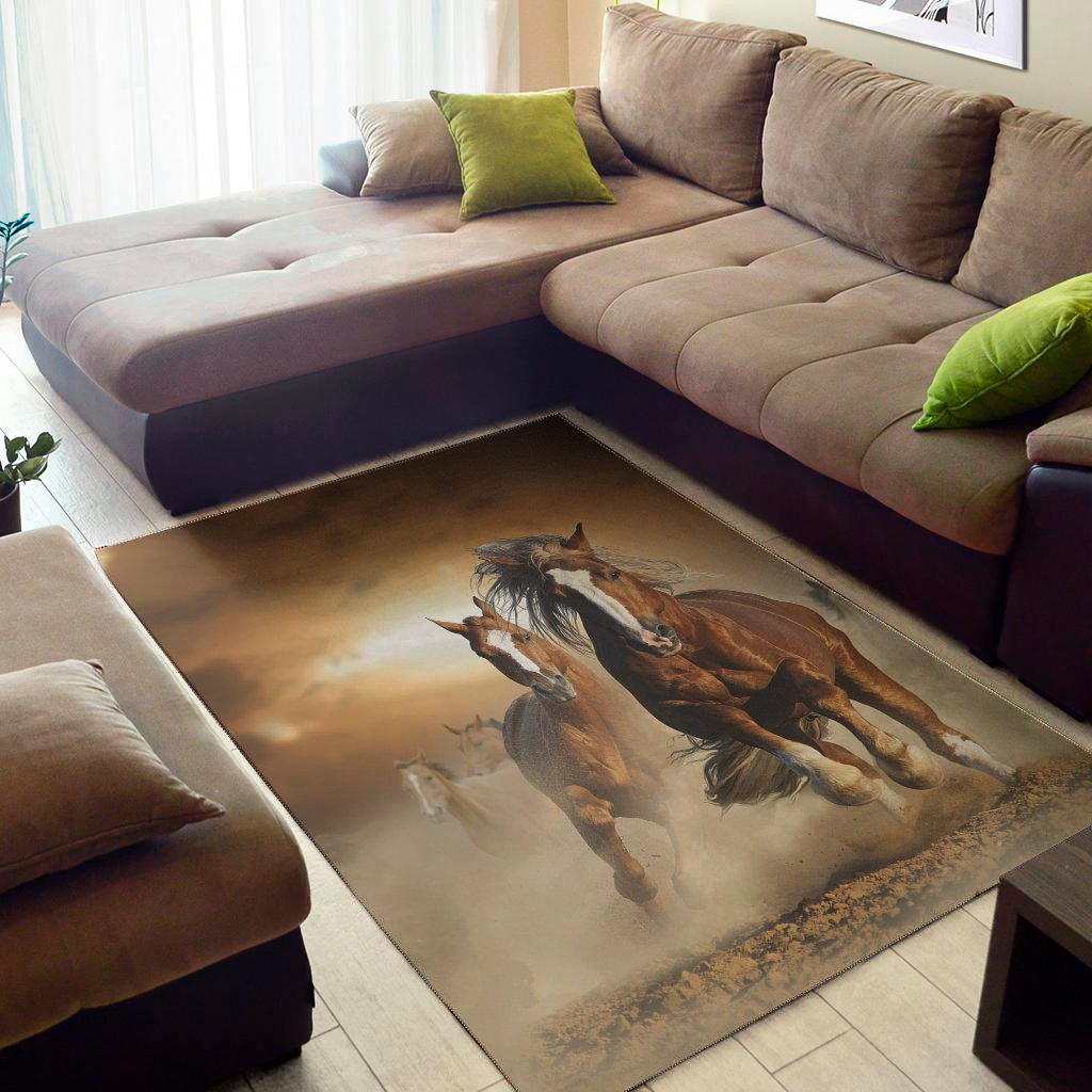 Running Wild Horses Print Area Rug Floor Decor