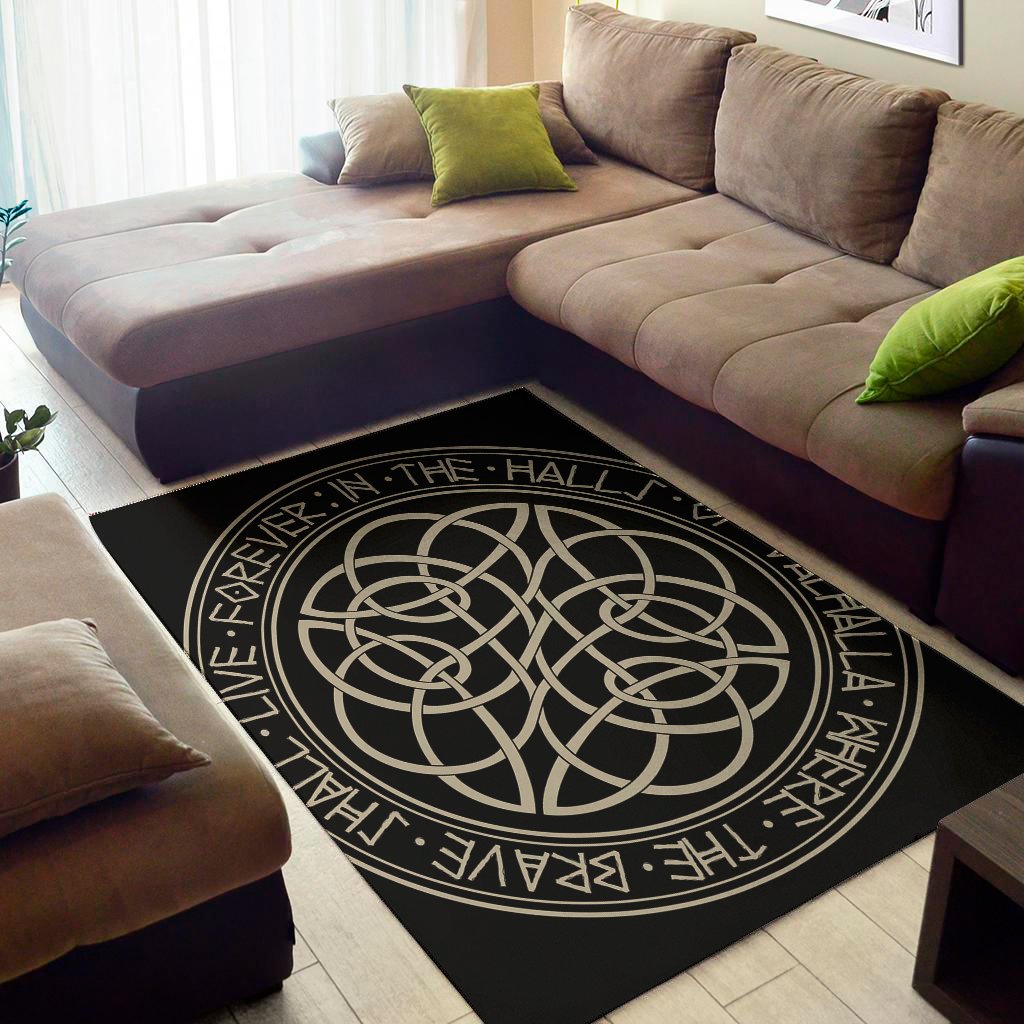 Scandinavian Viking Symbol Print Area Rug Floor Decor
