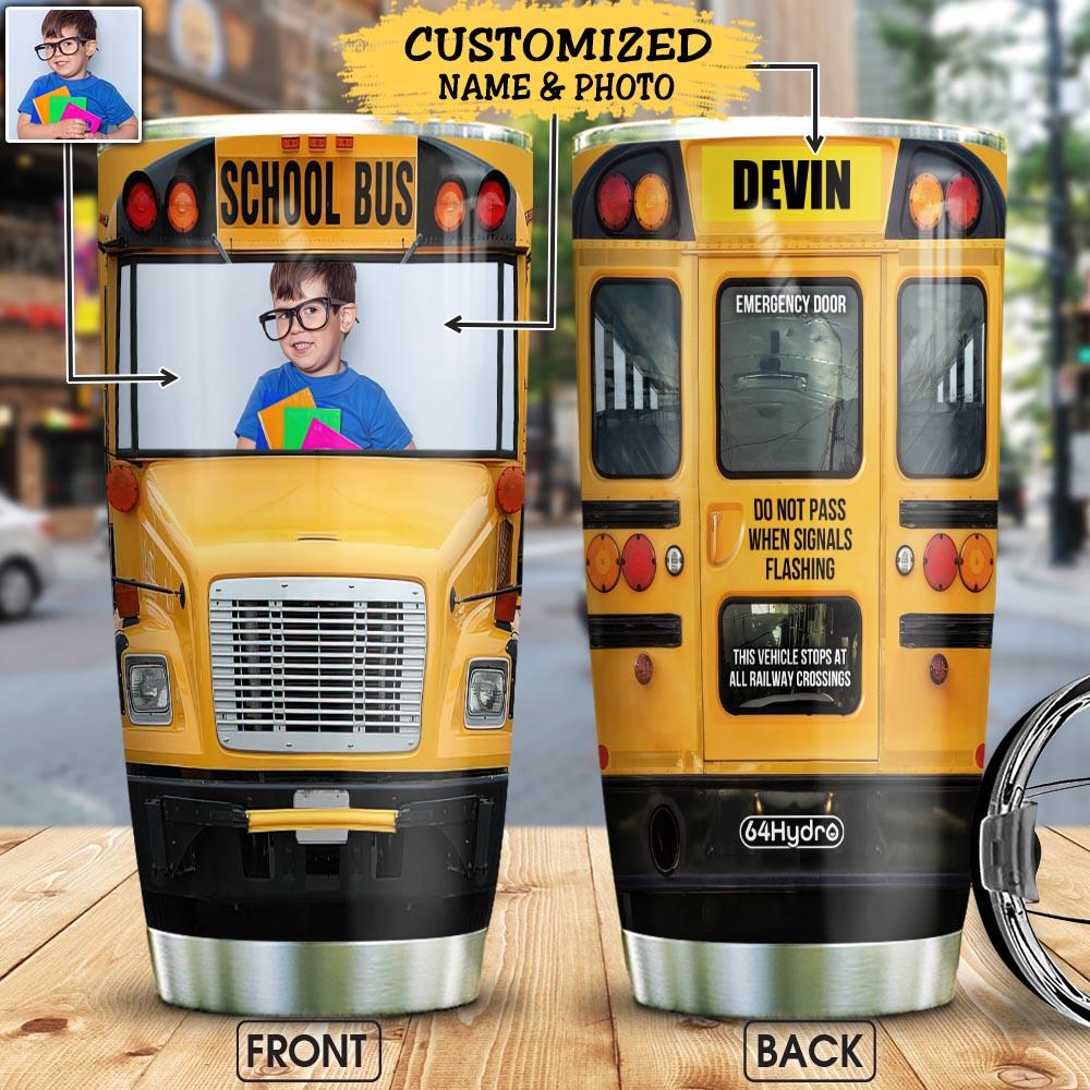 School Bus Customized Photo Personalized Stainless Steel Tumbler