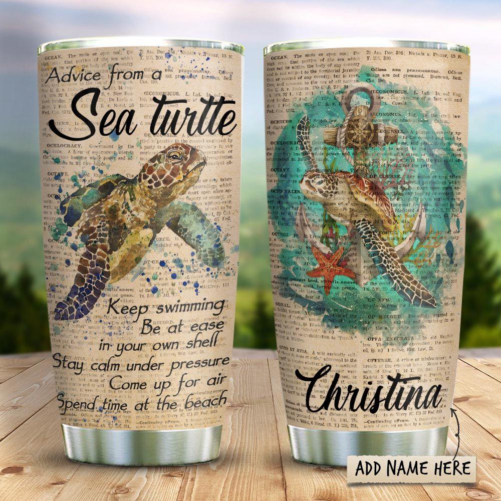 Sea Turtle Wisdom Personalized Stainless Steel Tumbler