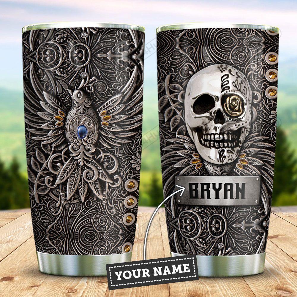 Silver Style Phoenix Skull Personalized Stainless Steel Tumbler