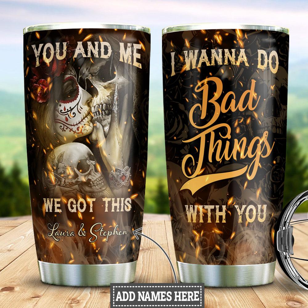 Skull Couple Personalized Stainless Steel Tumbler