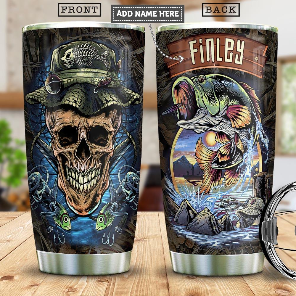 Skull Fishing Personalized Stainless Steel Tumbler
