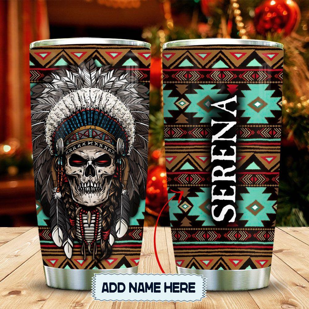 Skull Native American Personalized Stainless Steel Tumbler