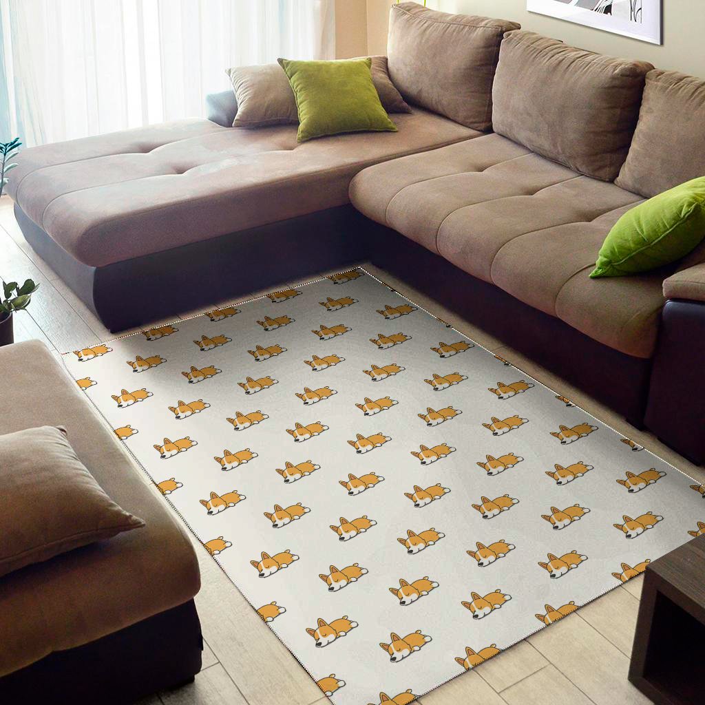 Sleeping Corgi Pattern Print Area Rug Floor Decor
