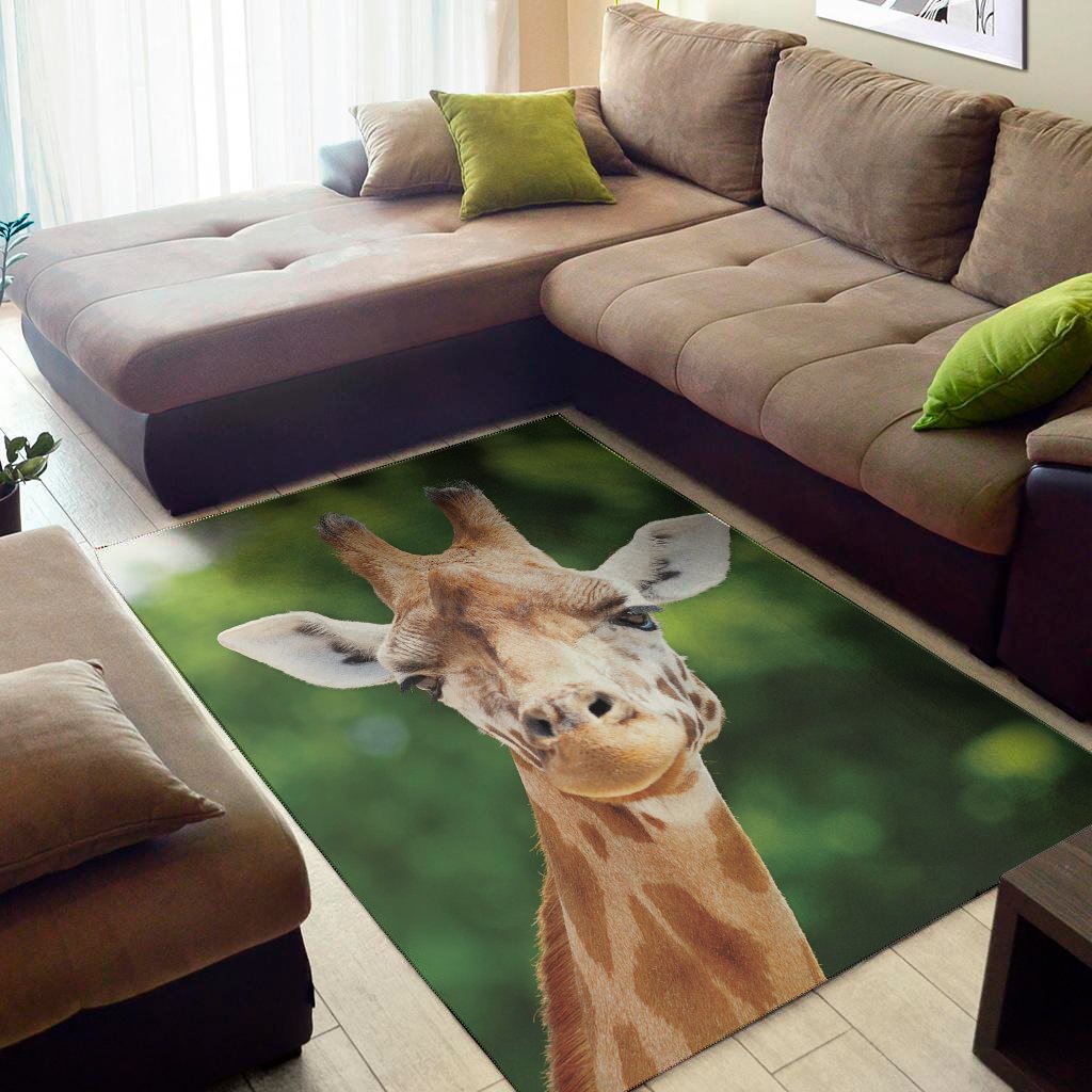 Smiley Face Giraffe Print Area Rug Floor Decor