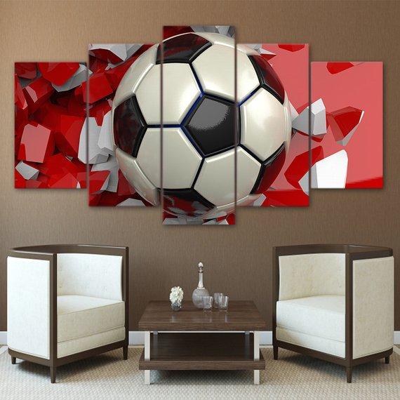 Soccer Football - Abstract Sport 5 Panel Canvas Art Wall Decor