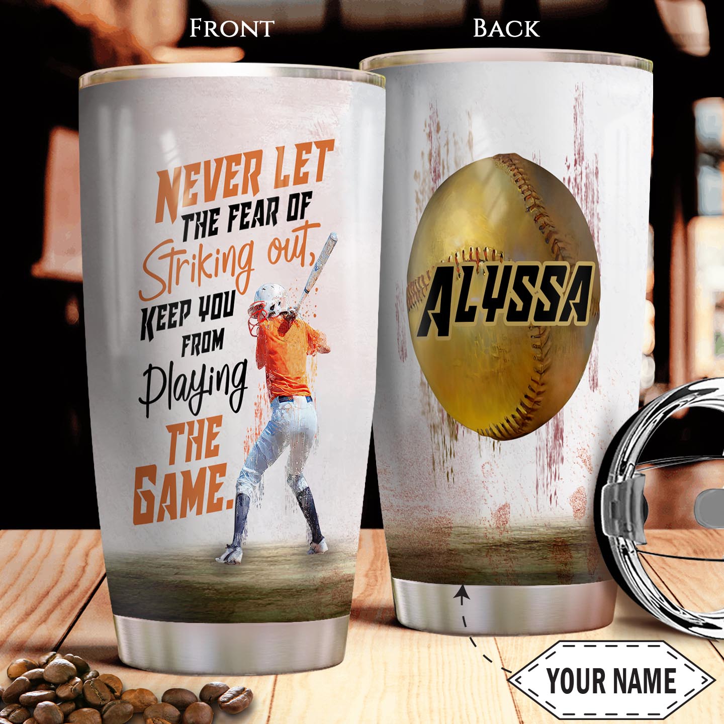 Softball Player KC4 Personalized Stainless Steel Tumbler