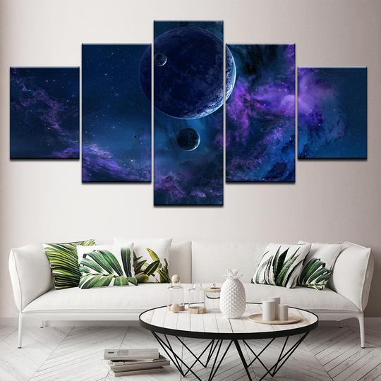 Space Abstract Fantasy - Space 5 Panel Canvas Art Wall Decor