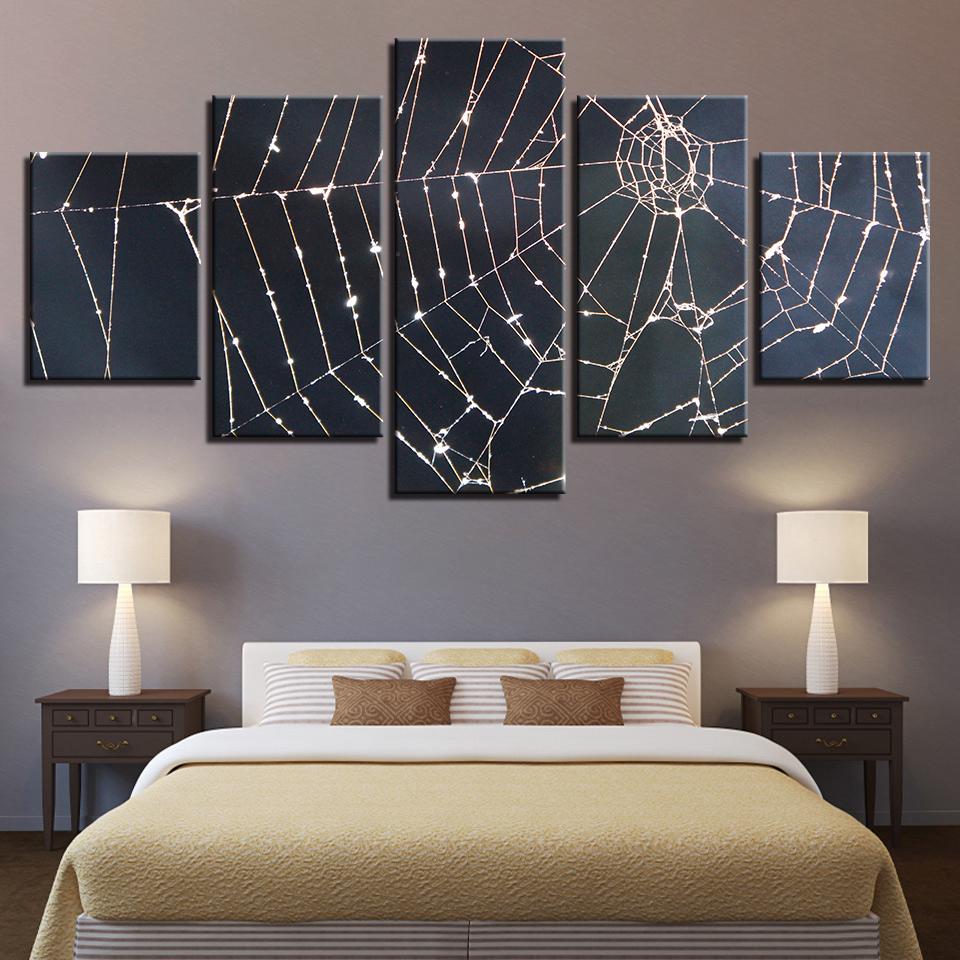 Spider Silken Webs - Abstract 5 Panel Canvas Art Wall Decor