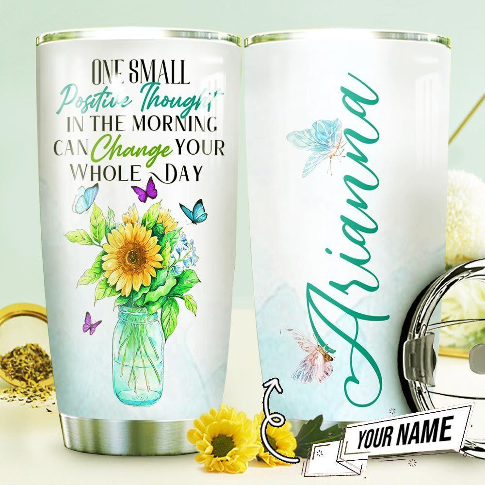 Sunflower Butterfly Personalized Stainless Steel Tumbler