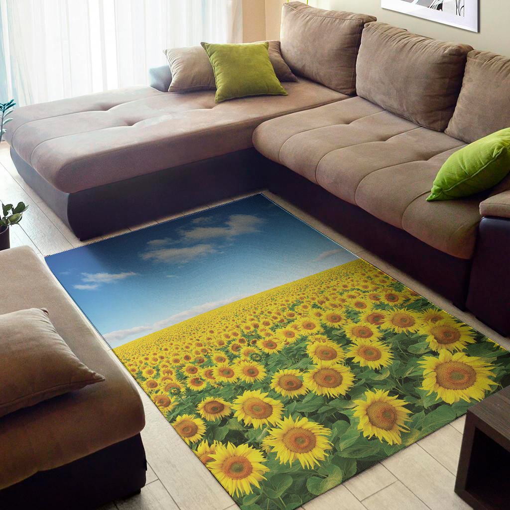 Sunflower Field Print Area Rug Floor Decor