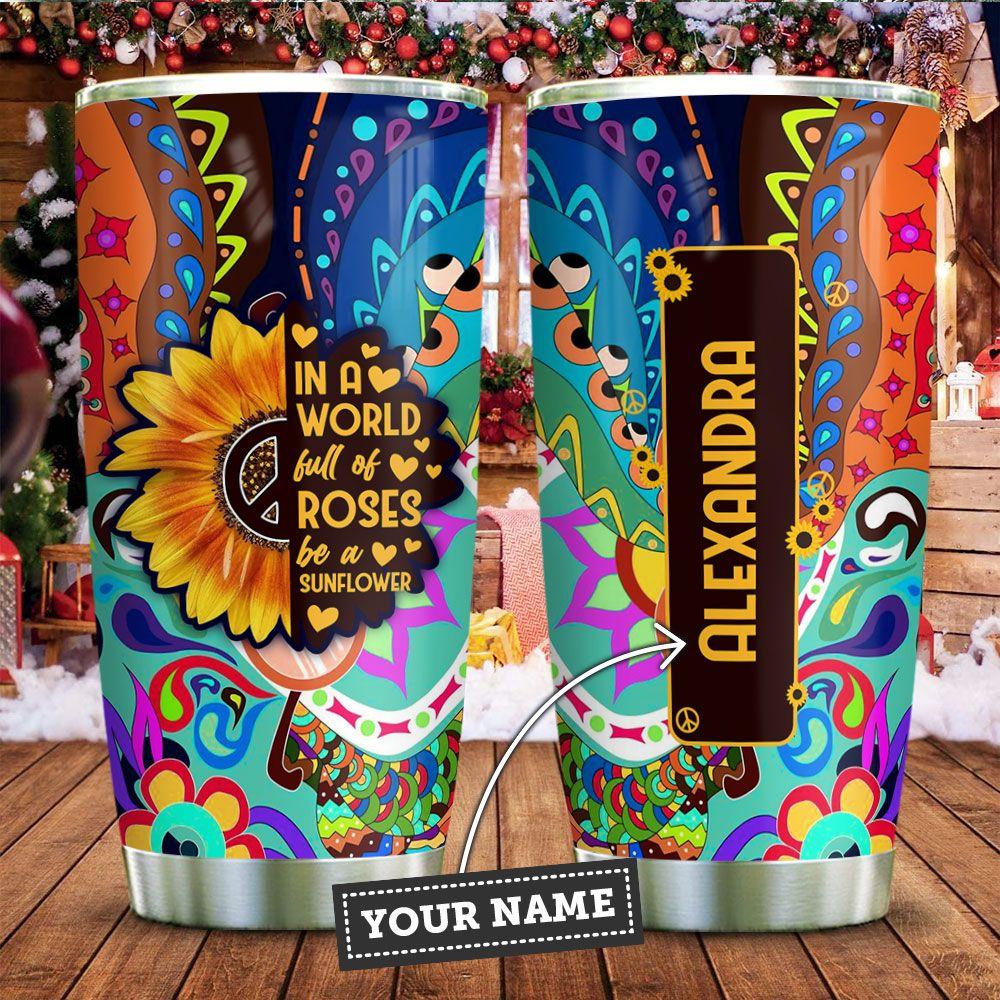 Sunflower Hippie Personalized Stainless Steel Tumbler