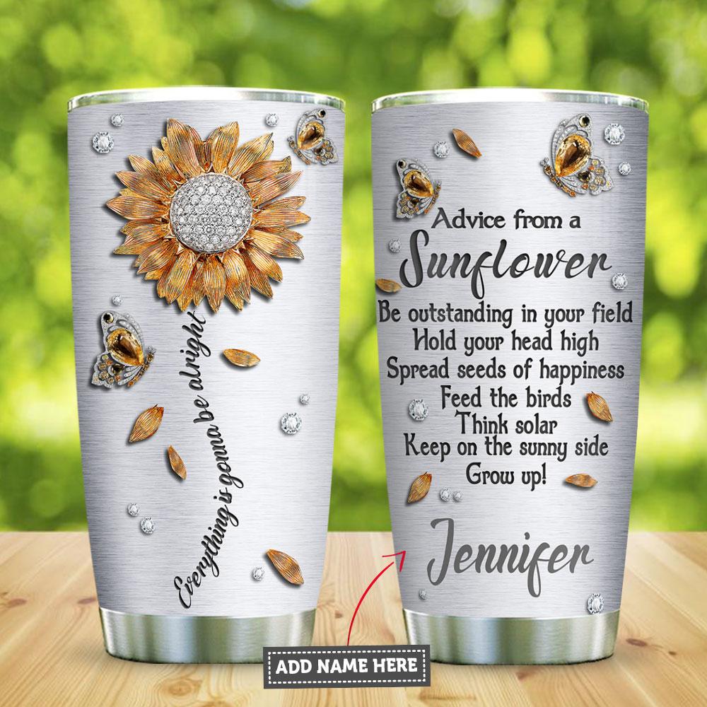 Sunflower Metal Jewelry Style Personalized Stainless Steel Tumbler