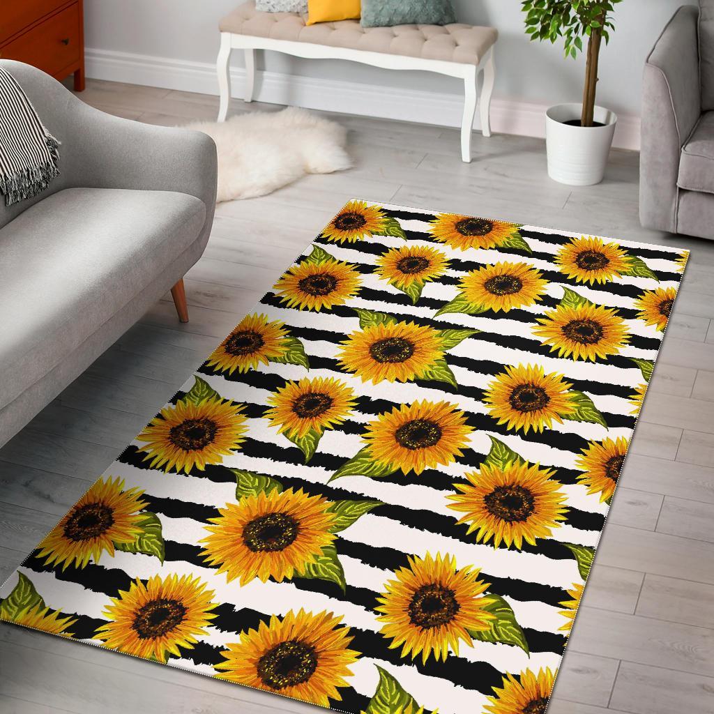 Sunflower Striped Pattern Print Area Rug Floor Decor