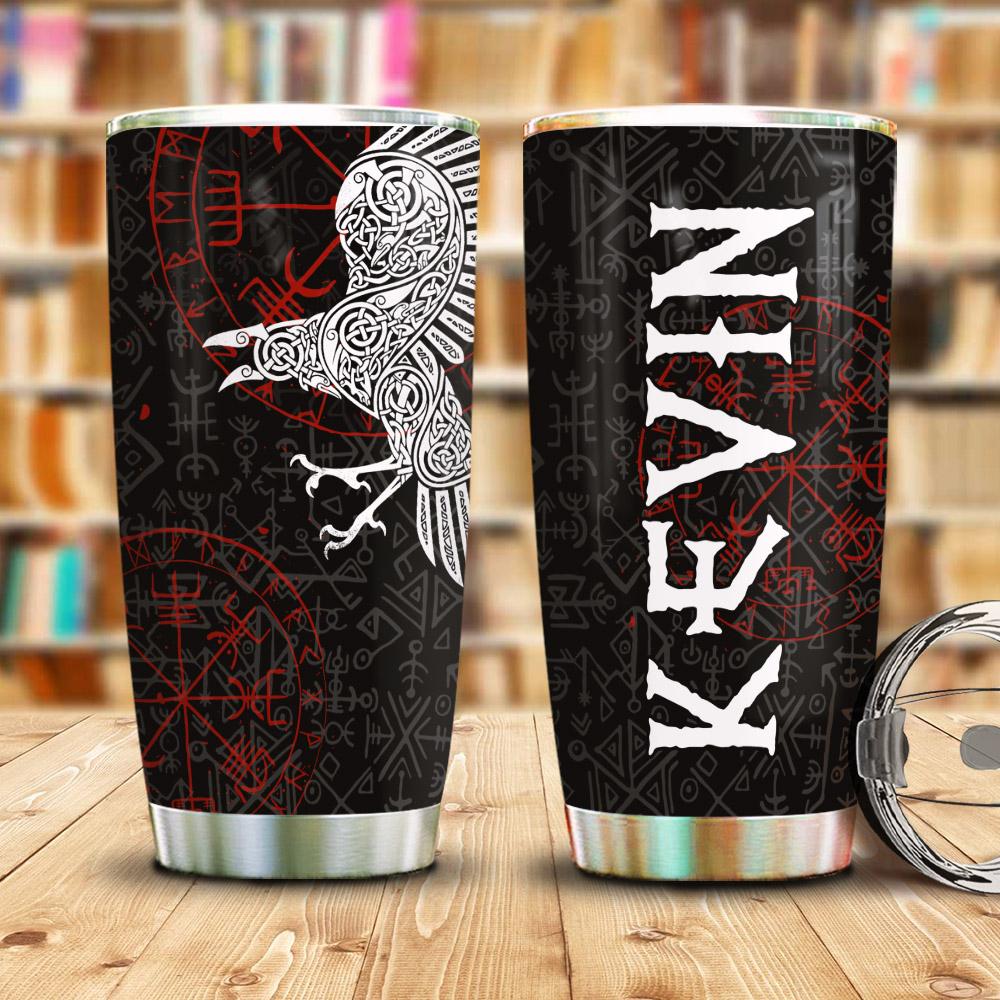 Tattoo Viking Raven Personalized Stainless Steel Tumbler