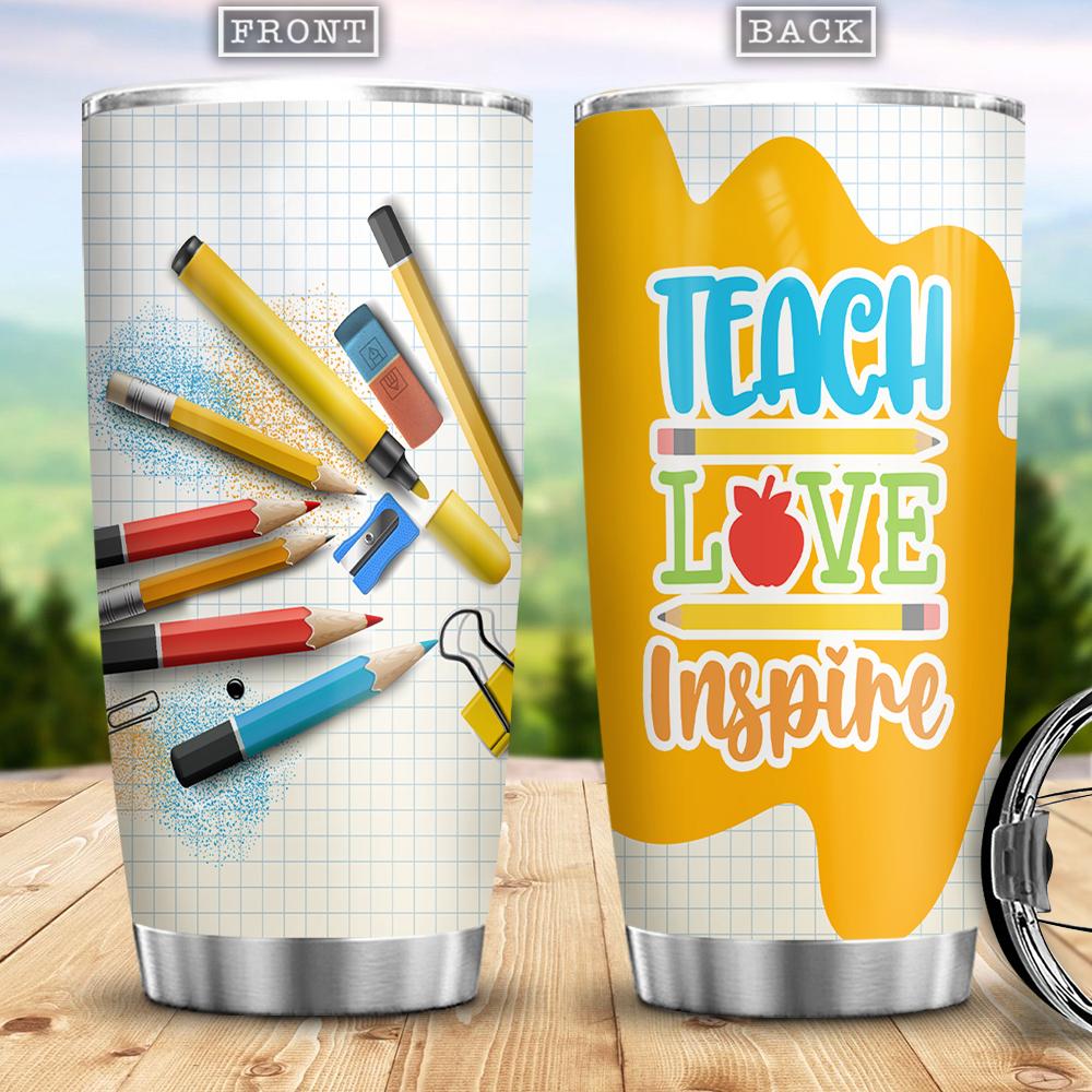 Teach Love Inspire Kindergarten Teacher Gifts Special Education Teacher Gifts Stainless Steel Tumbler