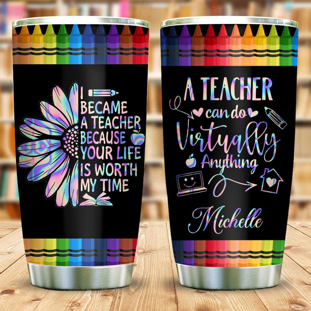 Teacher Crayon Personalized Stainless Steel Tumbler