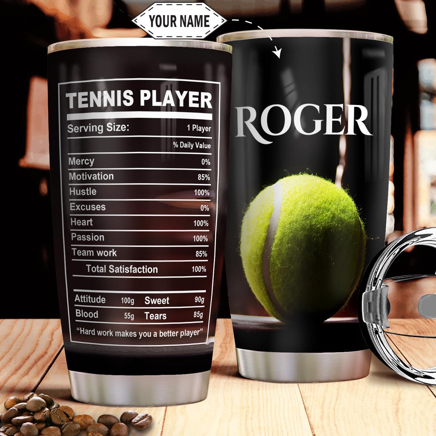Tennis Facts Personalized Stainless Steel Tumbler