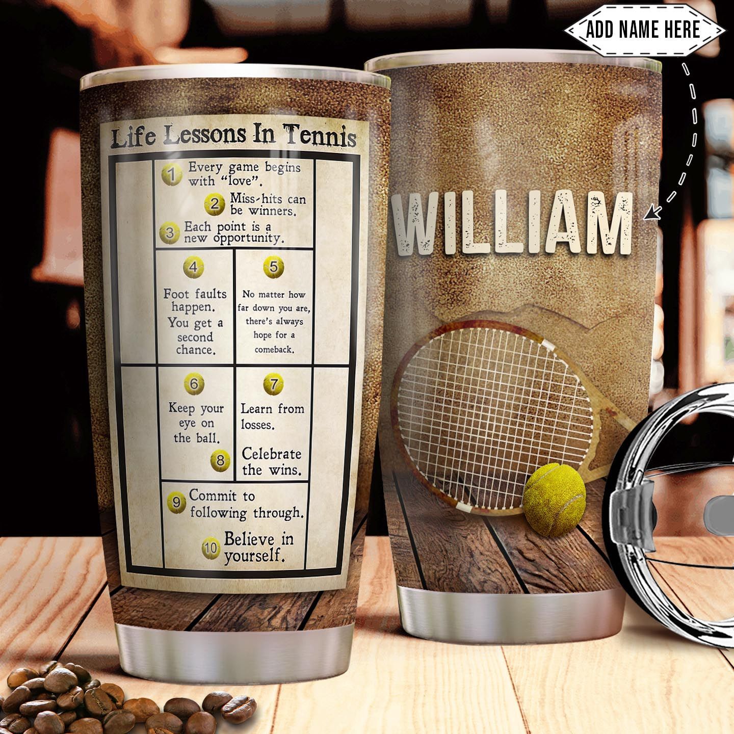 Tennis Personalized Stainless Steel Tumbler