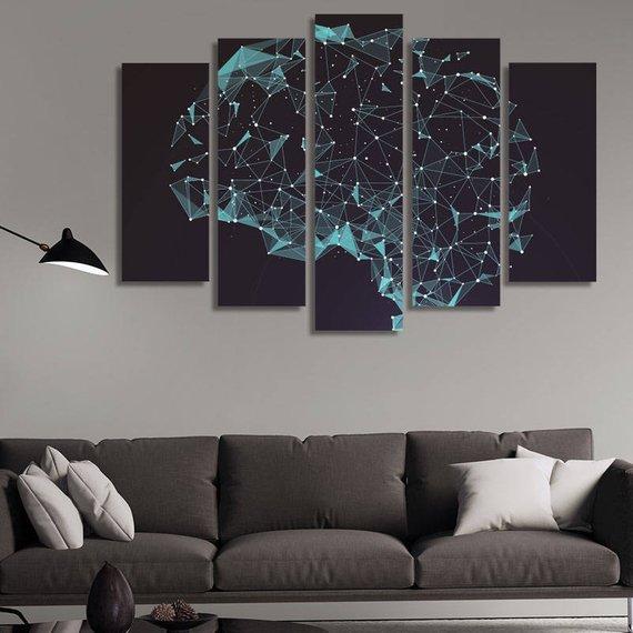 The Connections - Abstract 5 Panel Canvas Art Wall Decor