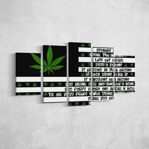 The Herbal Flag - Abstract 5 Panel Canvas Art Wall Decor