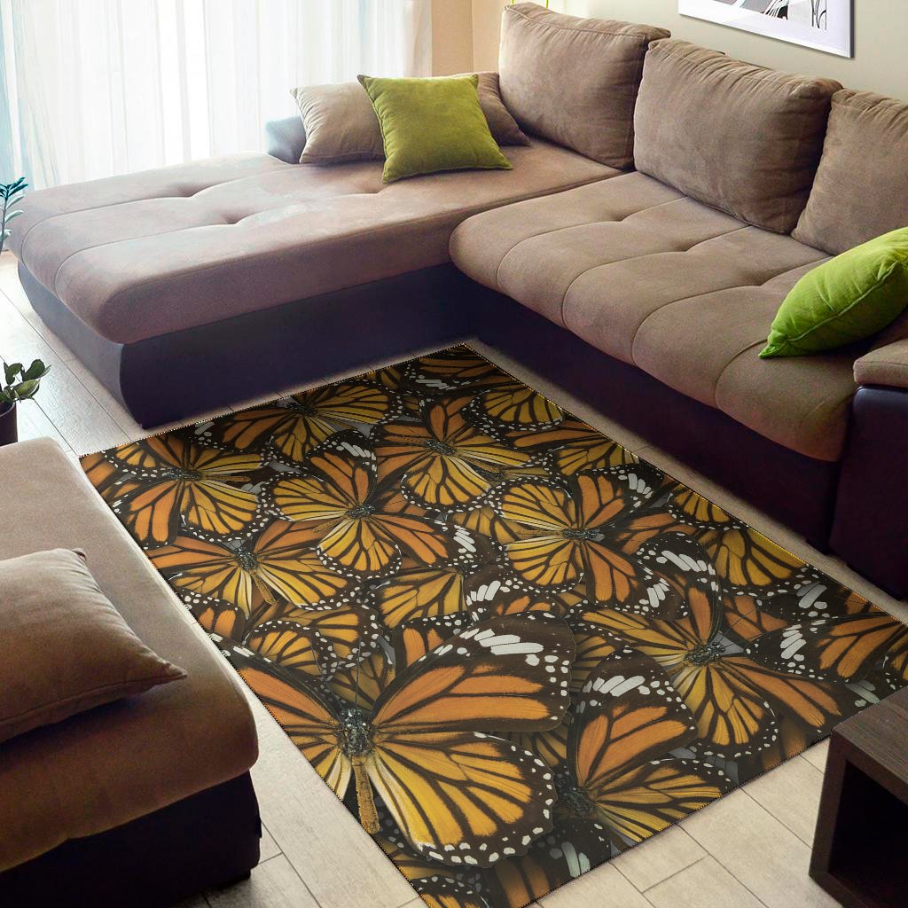Tiger Monarch Butterfly Pattern Print Area Rug Floor Decor