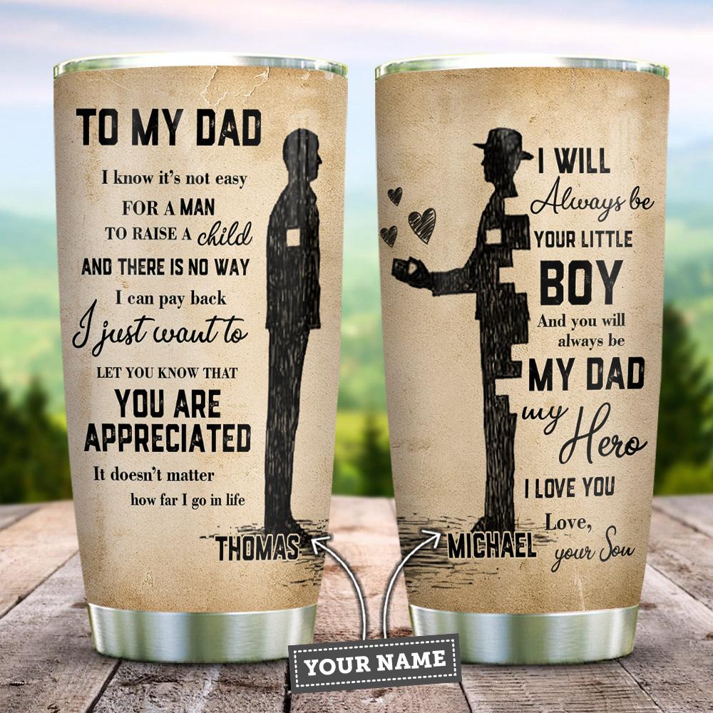 To My Dad My Hero Personalized Stainless Steel Tumbler