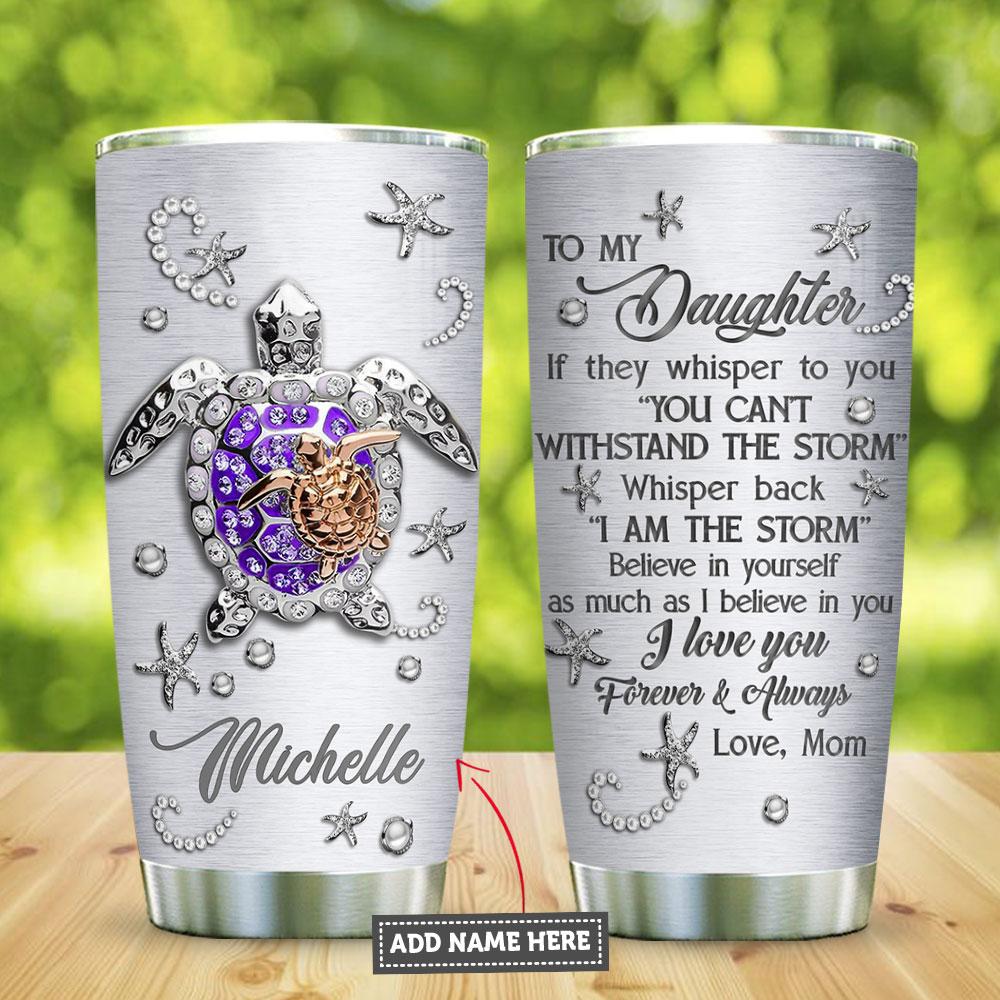 To My Daughter Sea Turtle Jewelry Style Purple Personalized Stainless Steel Tumbler