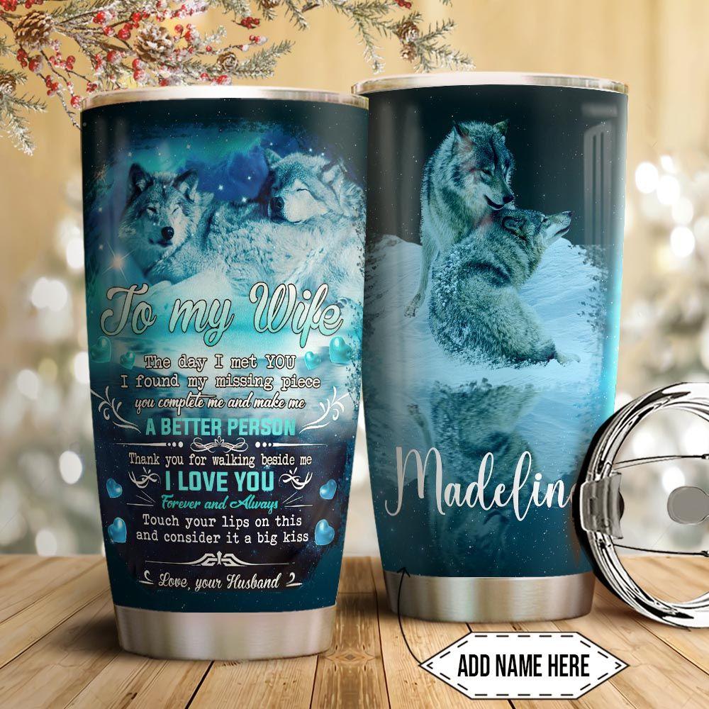 To My Wife Wolf Personalized Stainless Steel Tumbler