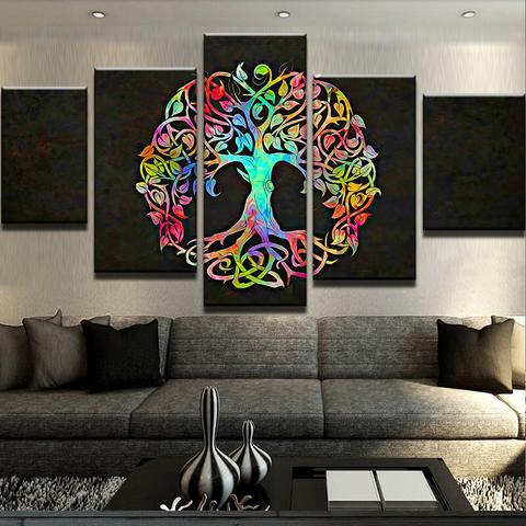 Tree Of Life - Abstract 5 Panel Canvas Art Wall Decor
