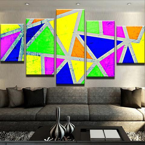 Triangles - Abstract 5 Panel Canvas Art Wall Decor