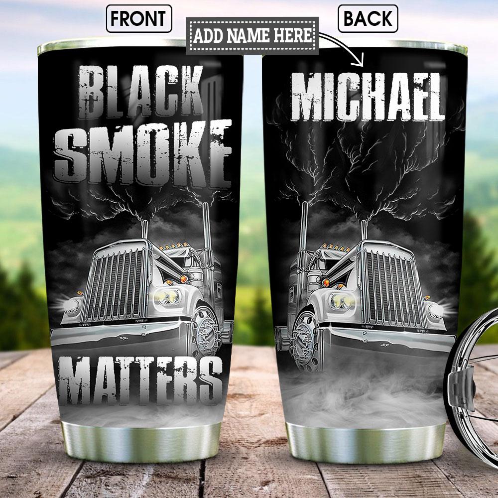 Trucker Black Smoke Matters Personalized Stainless Steel Tumbler