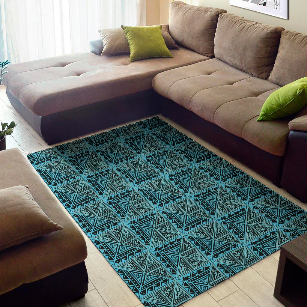 Turquoise African Ethnic Pattern Print Area Rug Floor Decor