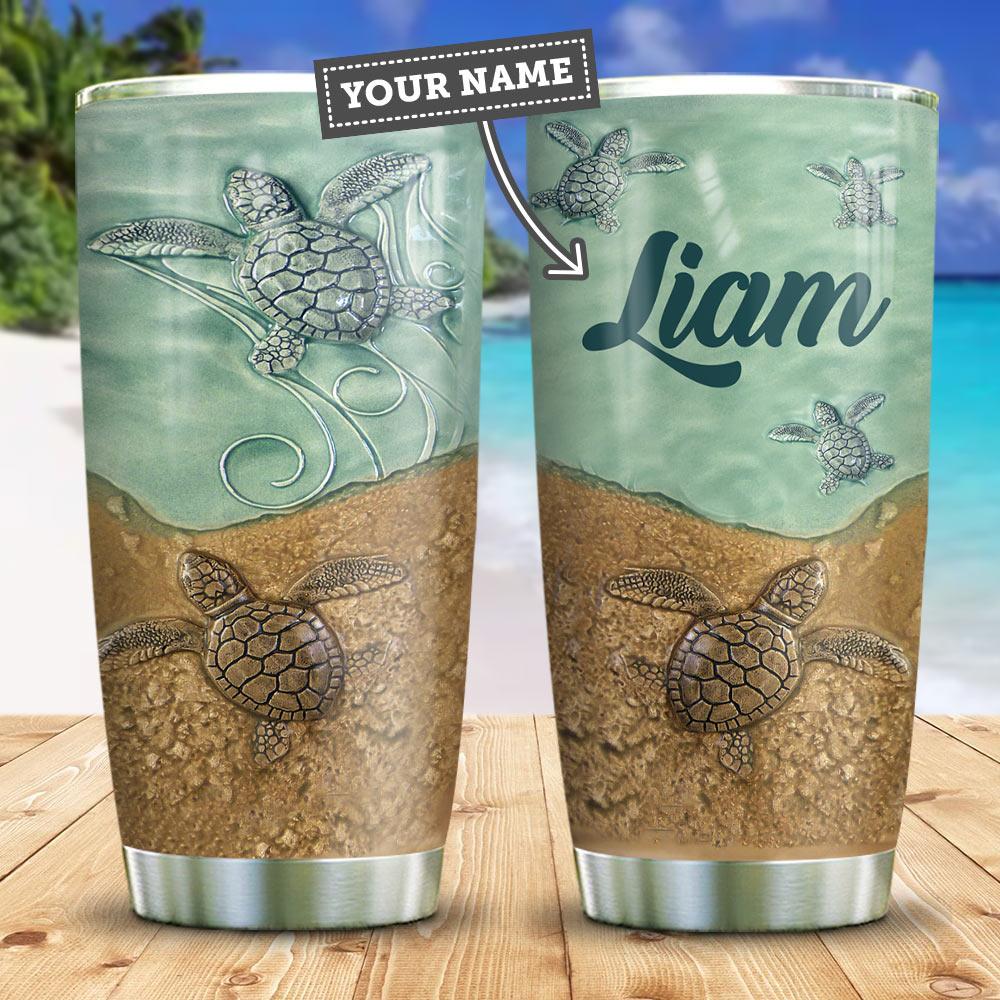Turtle Ceramic Style Personalized Stainless Steel Tumbler