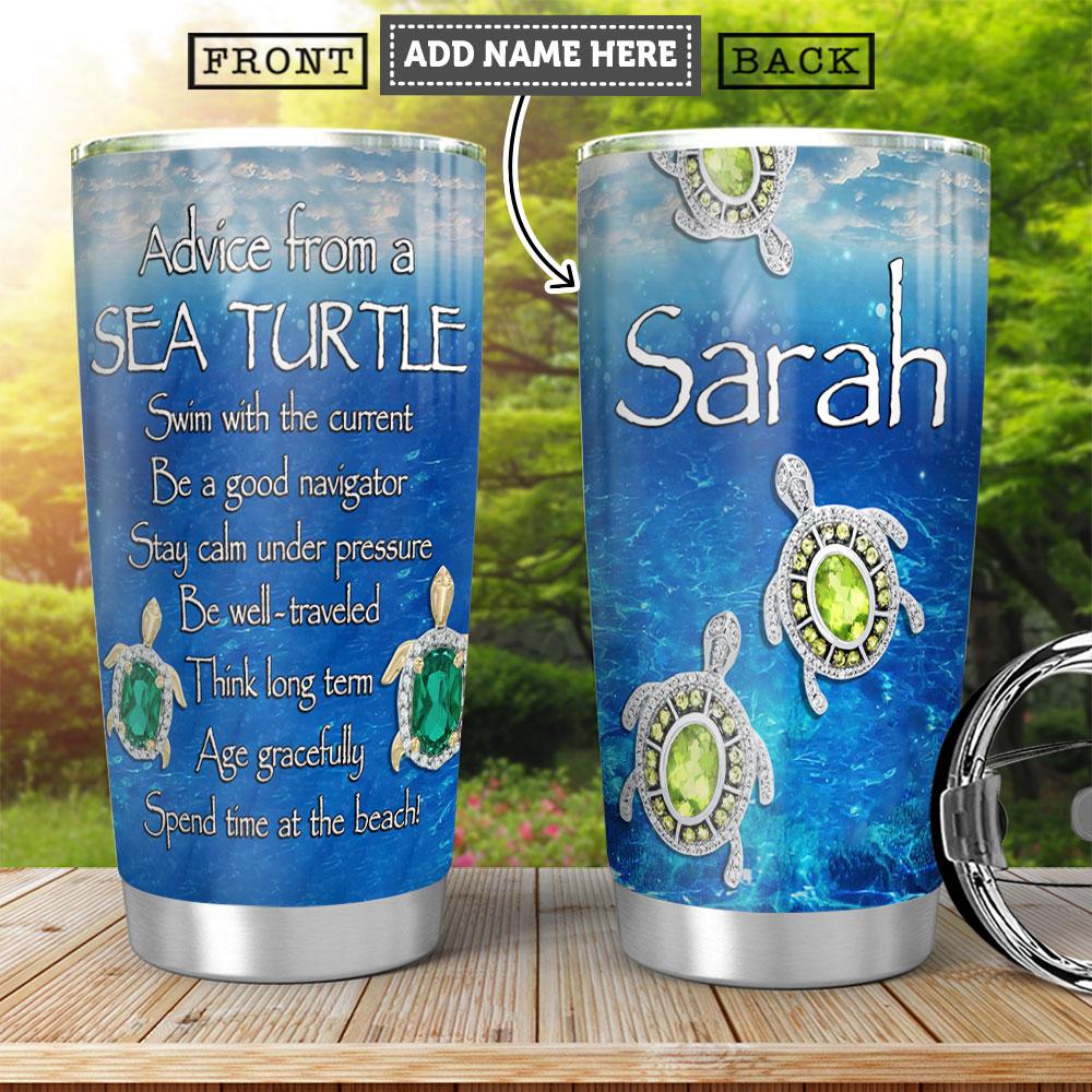 Turtle Gemstone Personalized Stainless Steel Tumbler