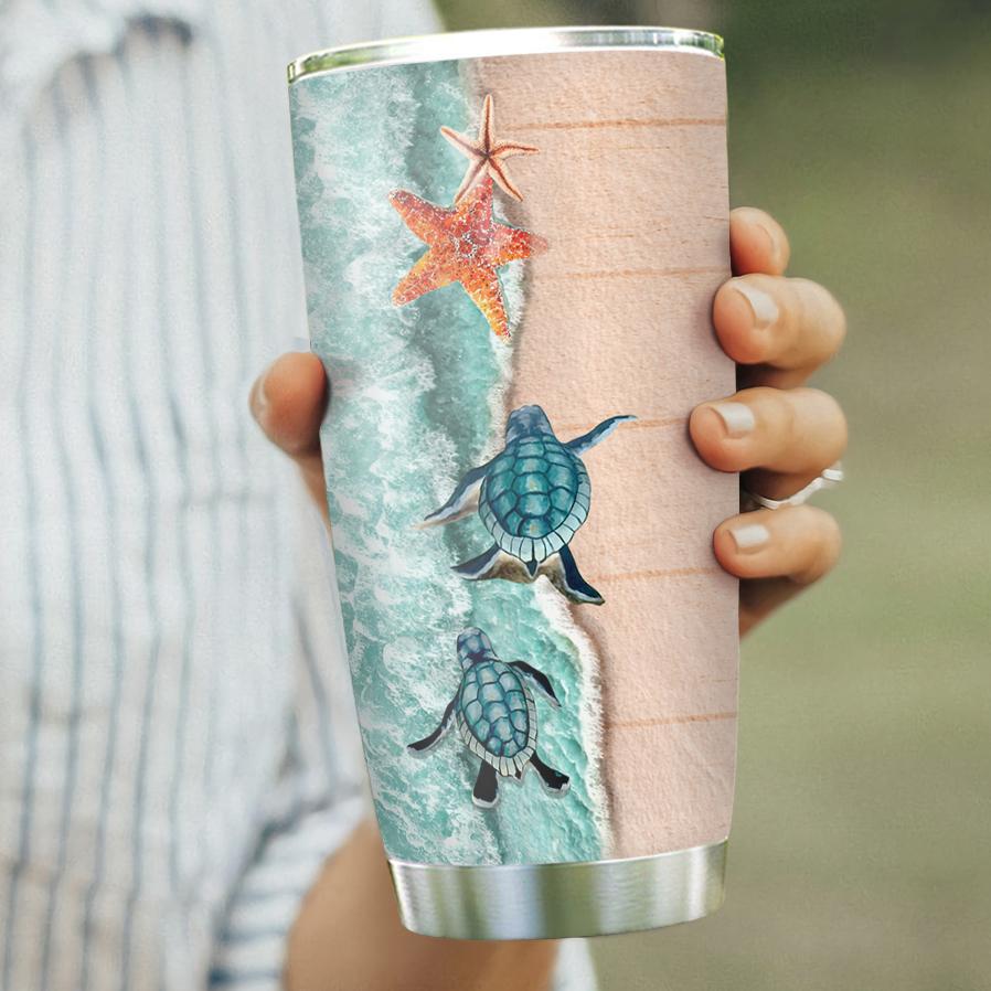 Turtle Kisses And Starfish Wishes Gift For Turtle Lover Present Idea For Turtle Lover Stainless Steel Tumbler