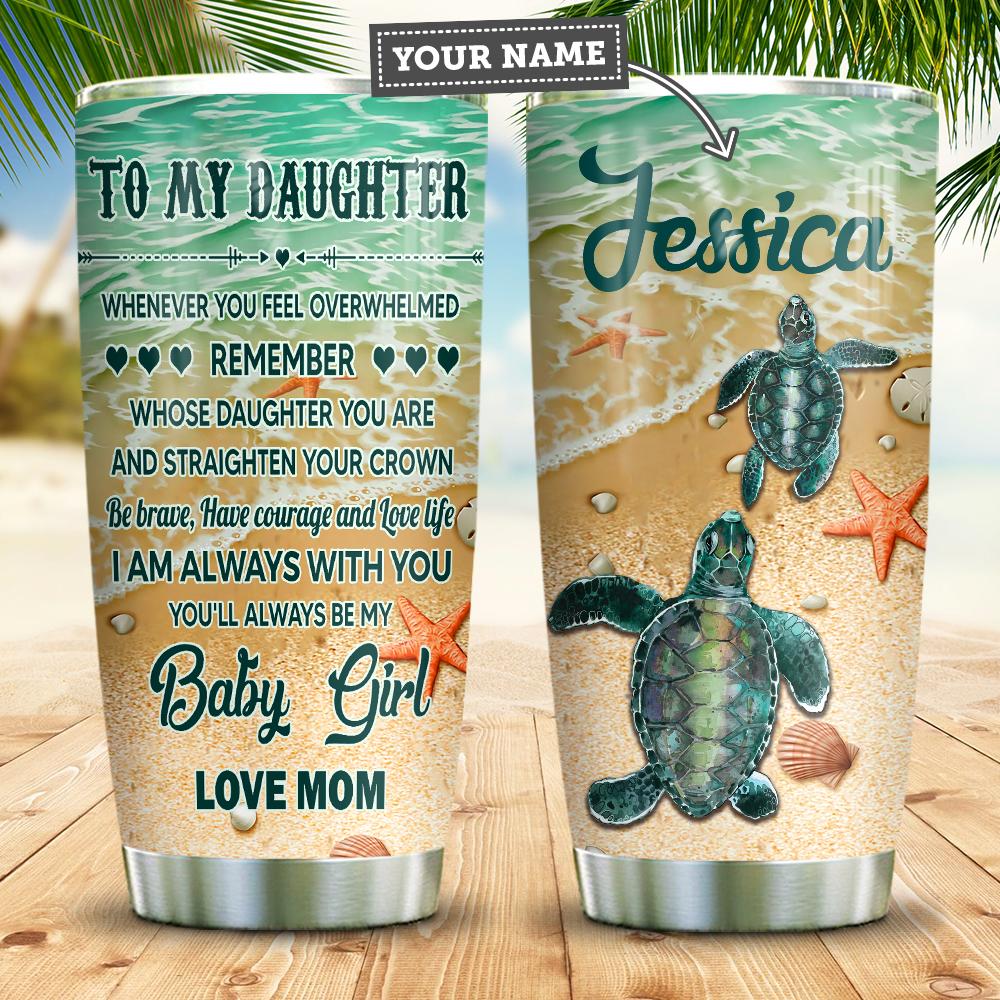 Turtle Mom To Daughter Personalized Stainless Steel Tumbler