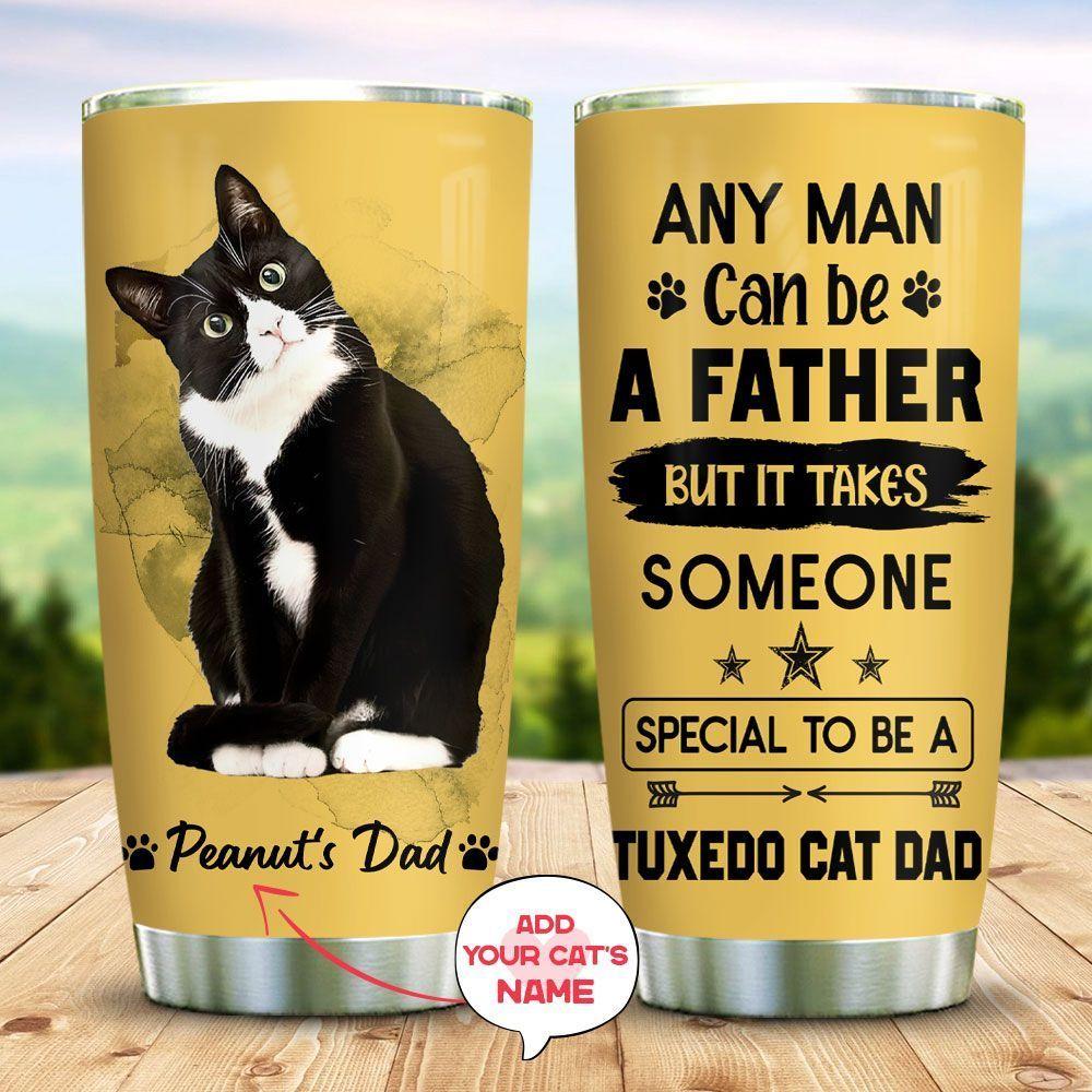 Tuxedo Cat Dad Personalized Stainless Steel Tumbler