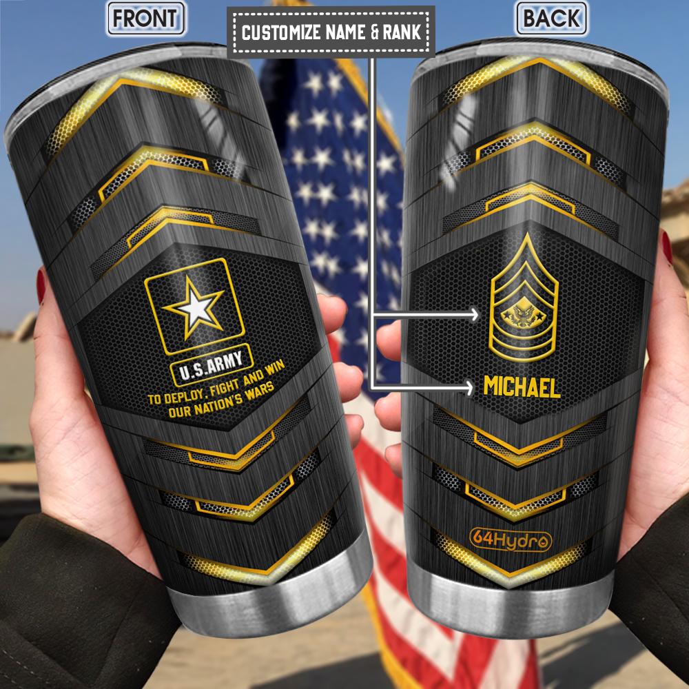 US Army Deploy Fight Win Customized Stainless Steel Tumbler