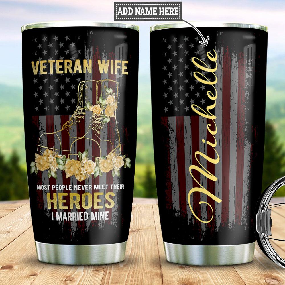 Veteran Wife Personalized Stainless Steel Tumbler