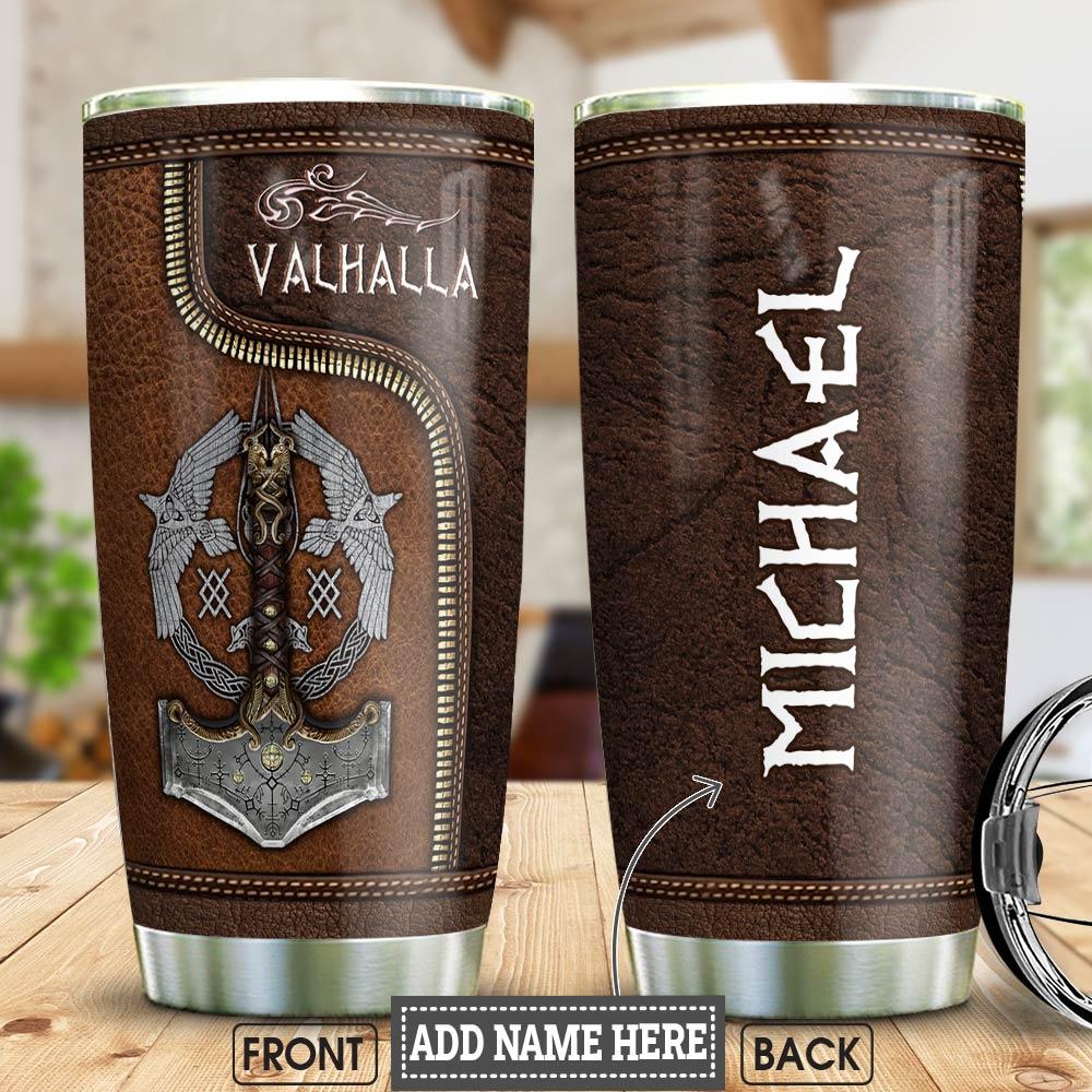 Viking Leather Personalized Stainless Steel Tumbler