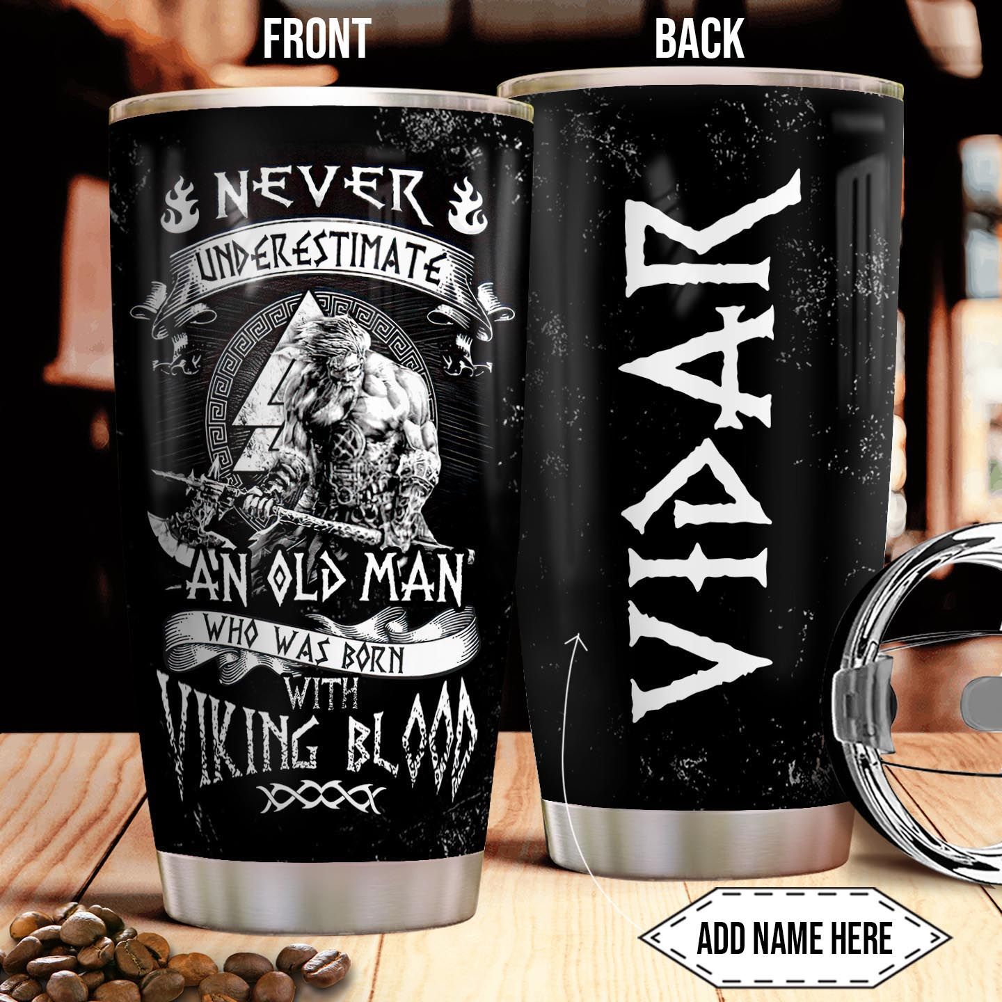 Viking Old Man Personalized Stainless Steel Tumbler